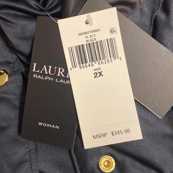 Lauren Ralph Lauren Black Plus Size Satin Puffer Jacket 2X NWT - Picture 14 of 16